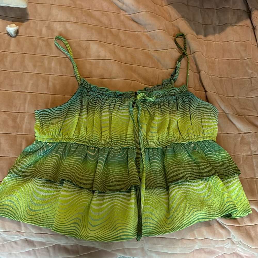 Wild Fable Green Ruffle Tank Top